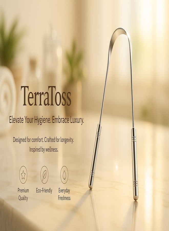 TerraToss Tongue Cleaner for Adults | Stainless Steel | Rust Free Tongue Scraper | Removes bad breath | Ideal for oral hygiene | Carefully designed | U-shaped (1) - Image 3